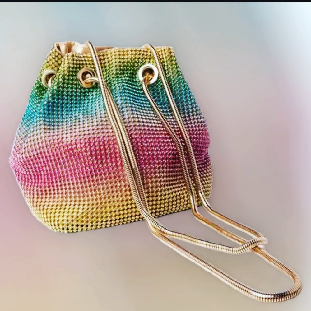 Multicolor Drawstring Crystal Beaded Bag - image 4